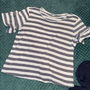 Pleione Navy and White Striped Top